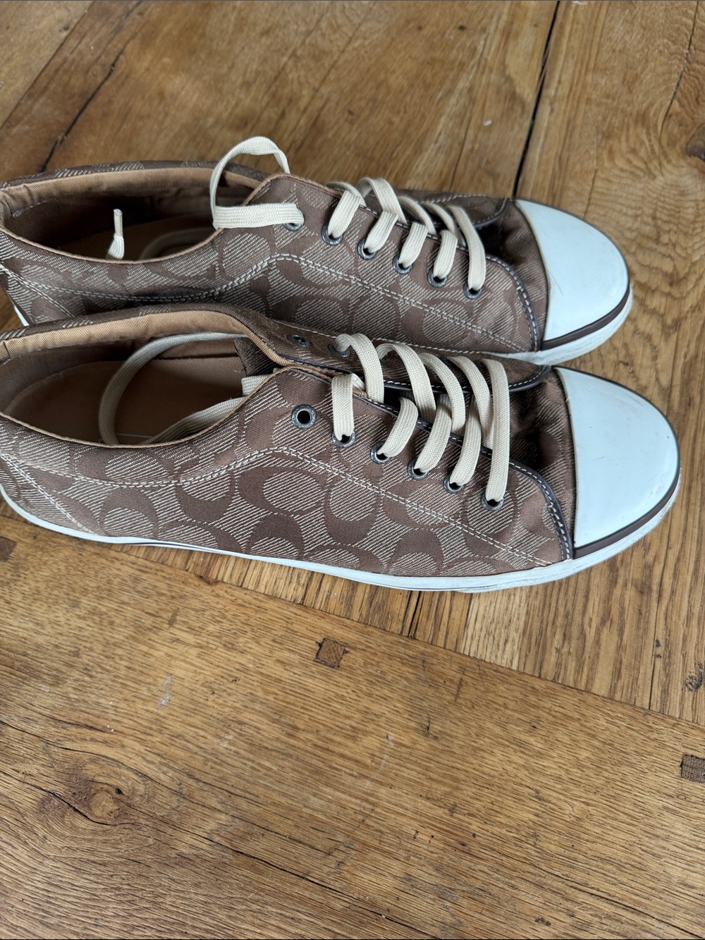 Coach Brown Signature Pattern Canvas Sneakers 13D - Picture 4 of 7